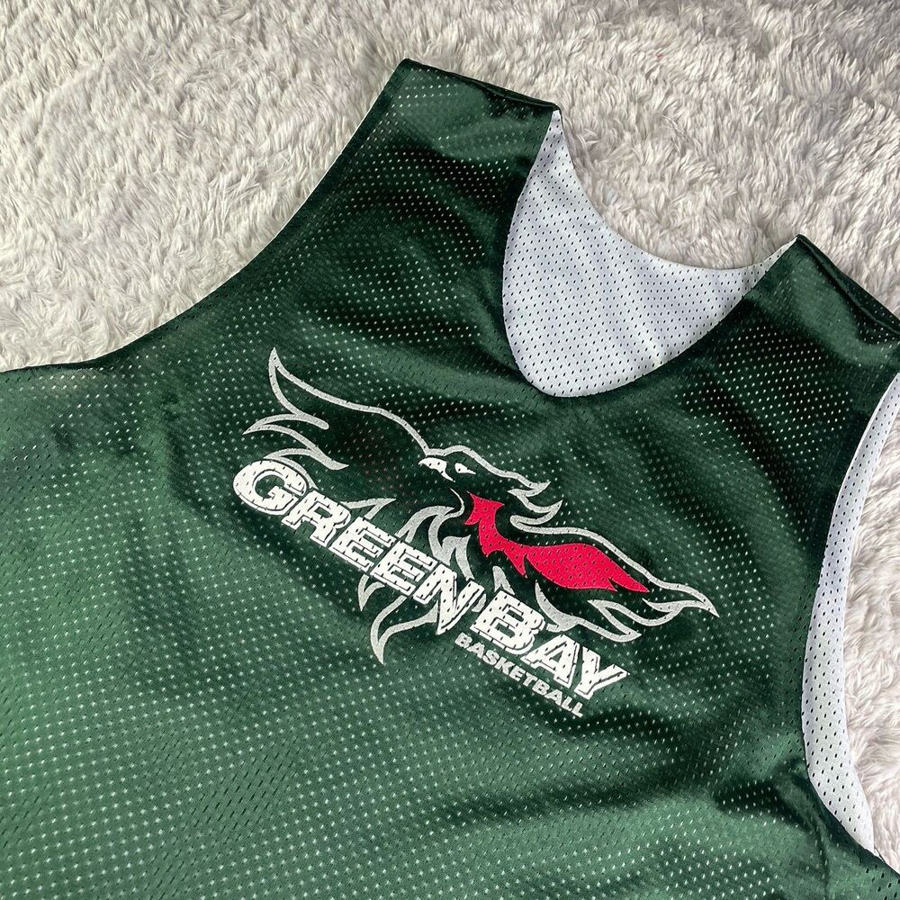 UW Green Bay Phoenix Jersey Mens Large Green White Reversible UWGB Basketball